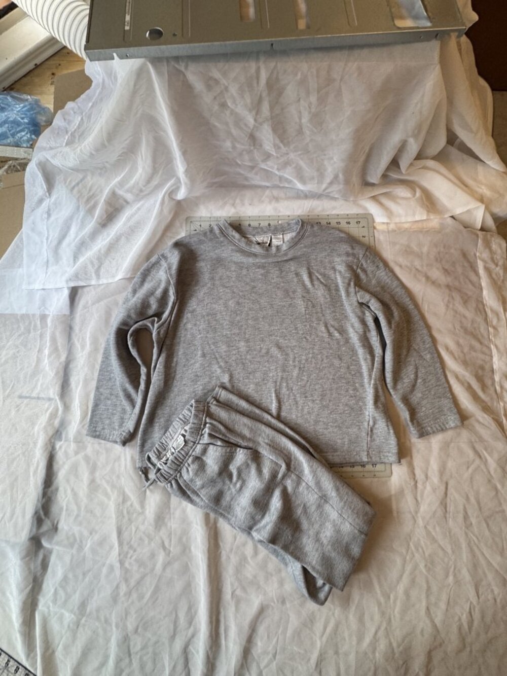 Jennifer Lauren Gray Fleece Lounge Set Top L Pants M